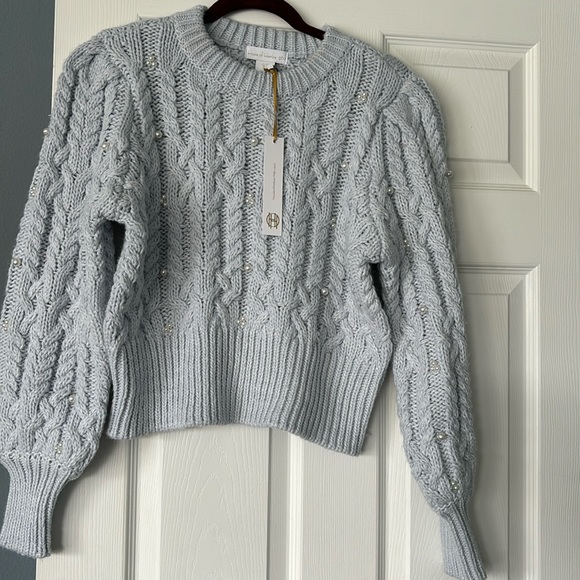 NWT House of Harlow 1969 pearl cable knit sweater - Picture 3 of 5